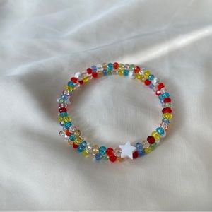 Handmade colorful beaded bangle bracelet